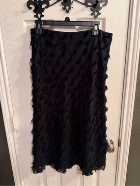 Ralph Lauren Black Textured Midi Skirt